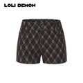Structured Brown Plaid Tweed Shorts - Academic Chic