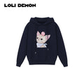 Babe Cat Face Embroidered Fleece-Lined Sweatshirt