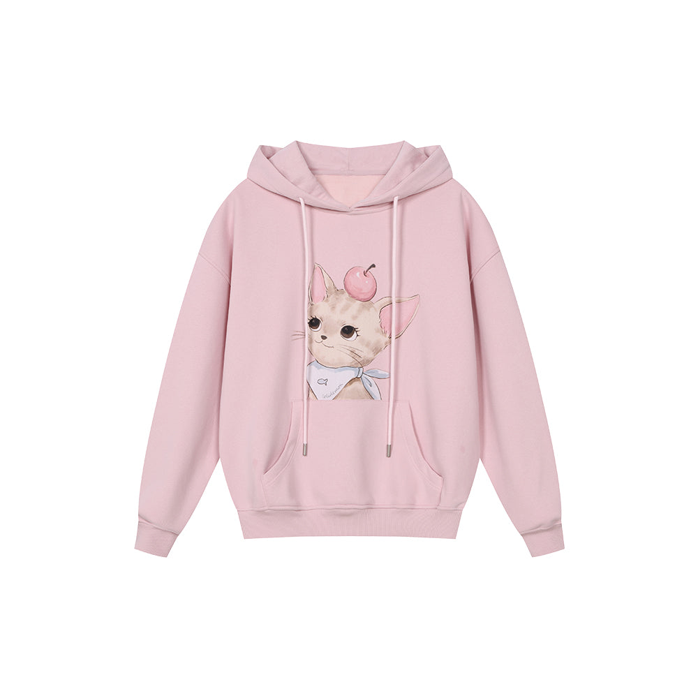 Babe Family Series – Kitty-Embroidered Fleece Hoodie