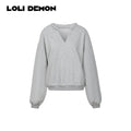 Sweetheart Campus V-Neck Oversized Sweater