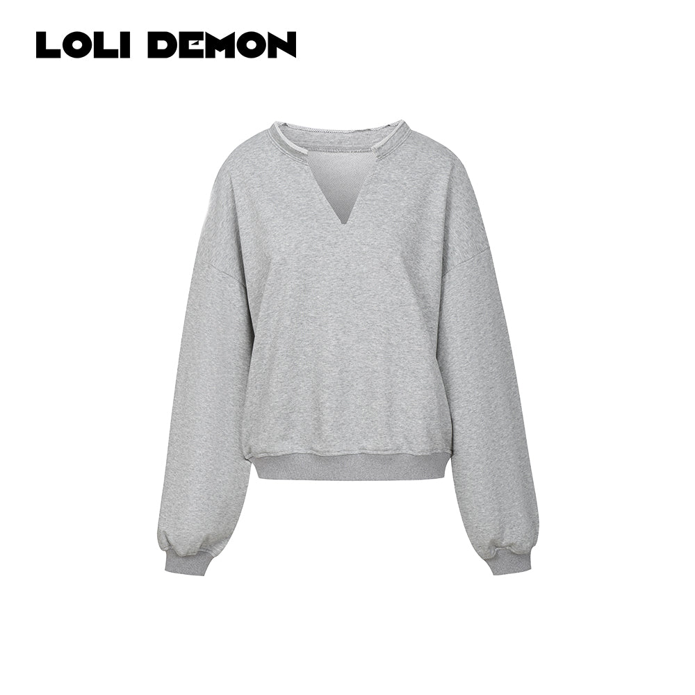 Sweetheart Campus V-Neck Oversized Sweater