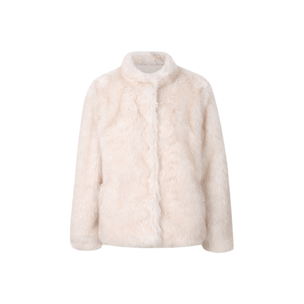 Pure Beauty Faux Fur Coat - Creamy Beige