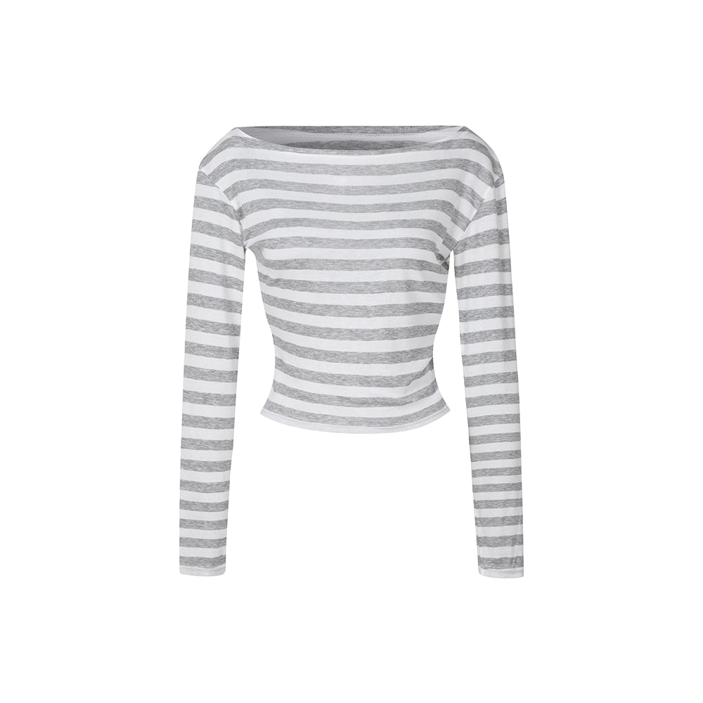 Effortless Minimalist Tee - Grey White Stripe