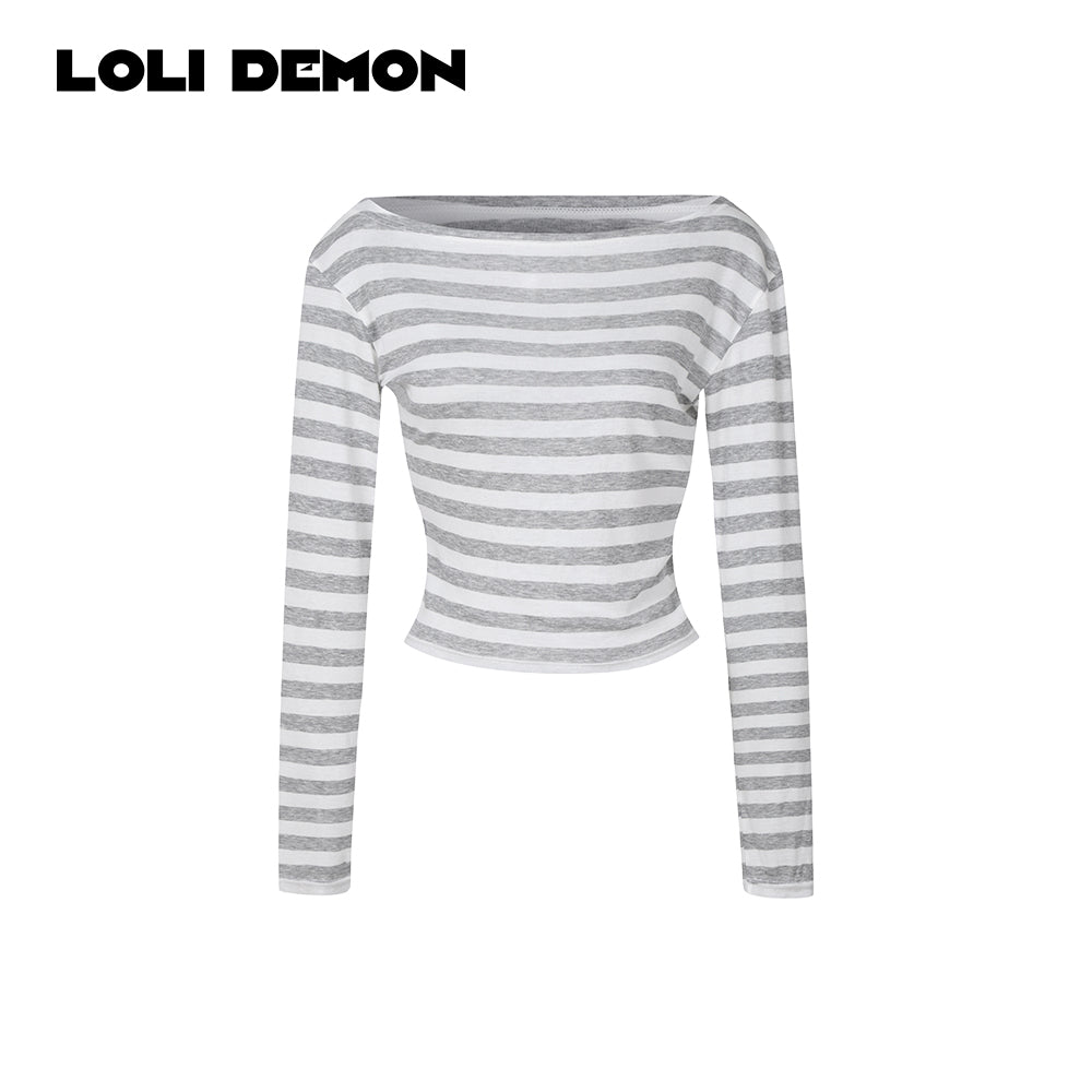Effortless Minimalist Tee - Grey White Stripe