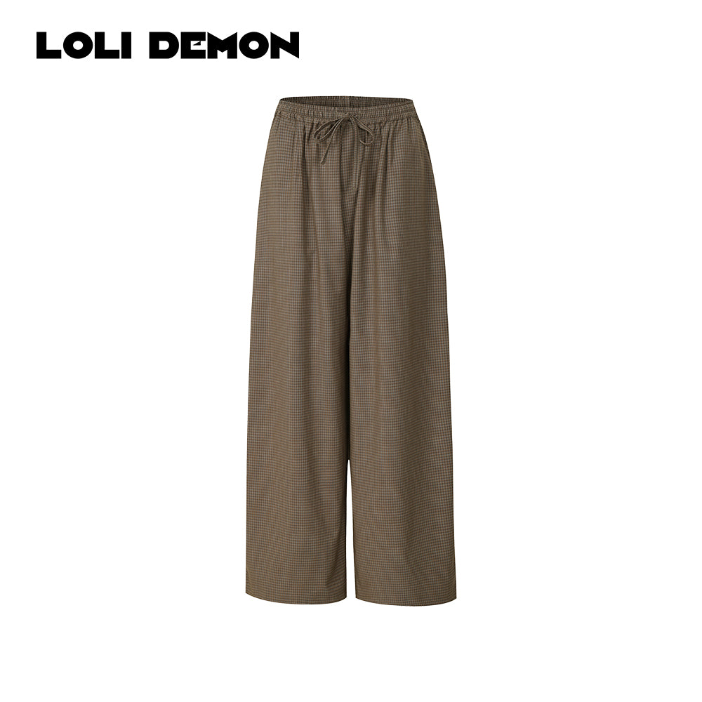 Zoe Vintage Check Wide-Leg Pants