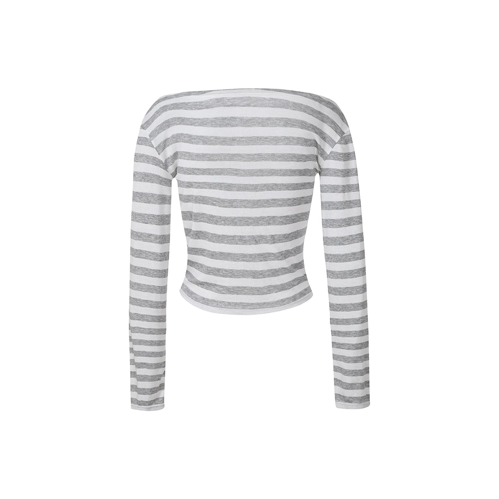 Effortless Minimalist Tee - Grey White Stripe