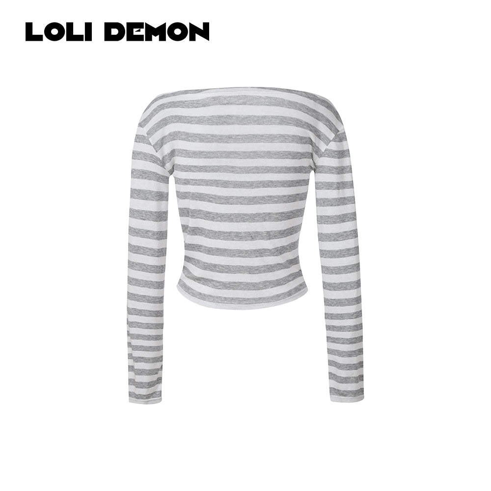 Effortless Minimalist Tee - Grey White Stripe