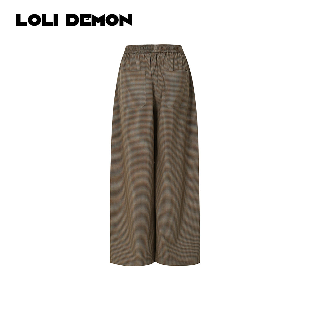 Zoe Vintage Check Wide-Leg Pants