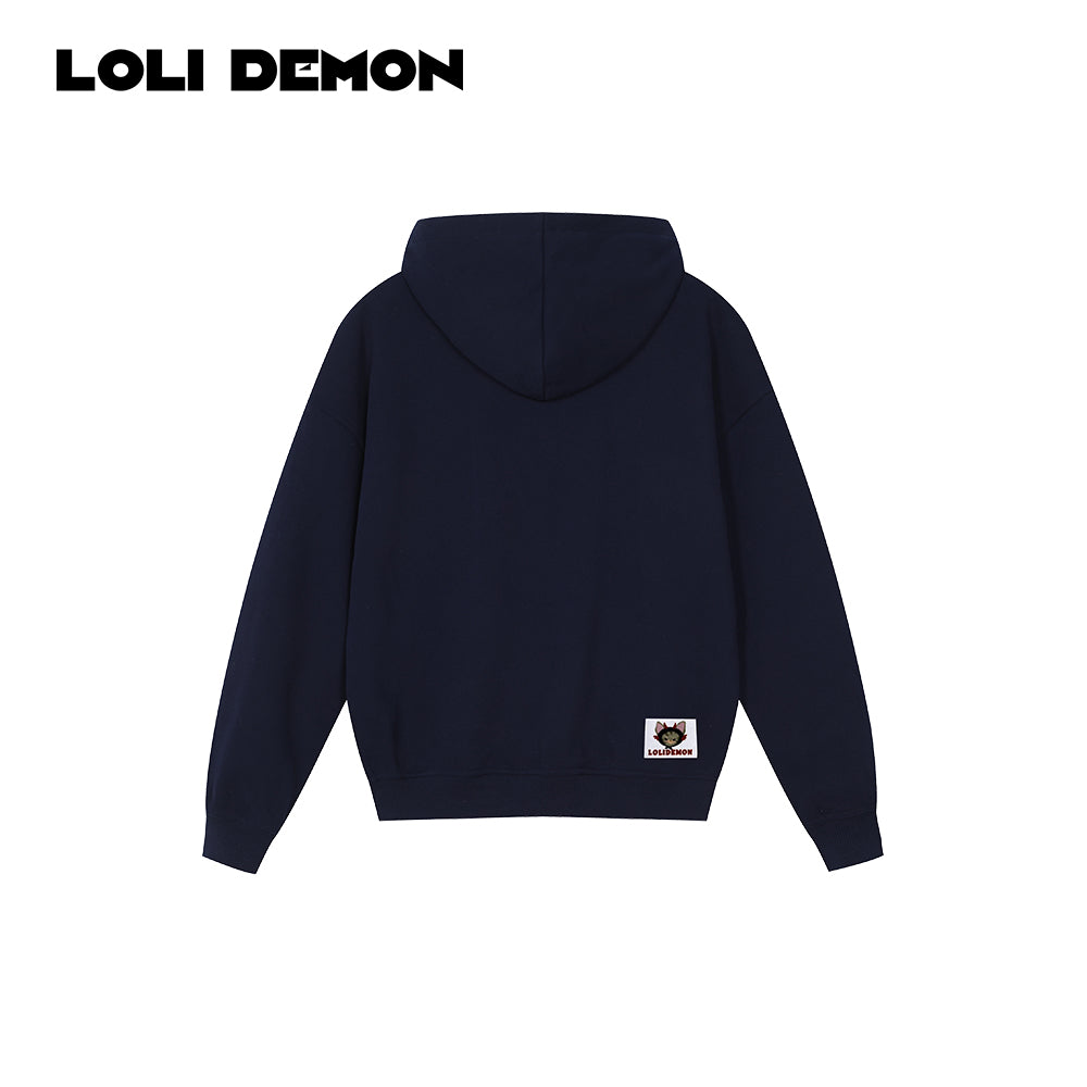 Babe Cat Face Embroidered Fleece-Lined Sweatshirt