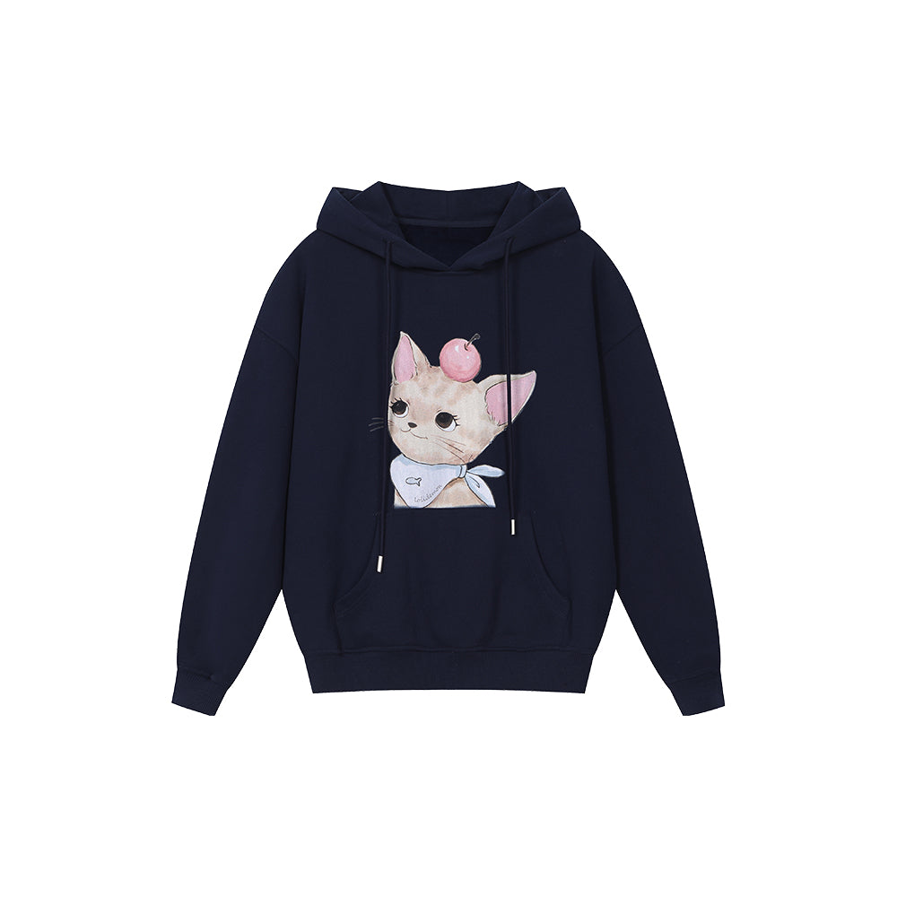 Babe Family Series – Kitty-Embroidered Fleece Hoodie