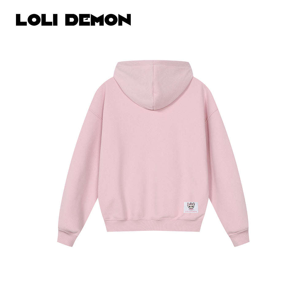 Babe Cat Face Embroidered Fleece-Lined Sweatshirt